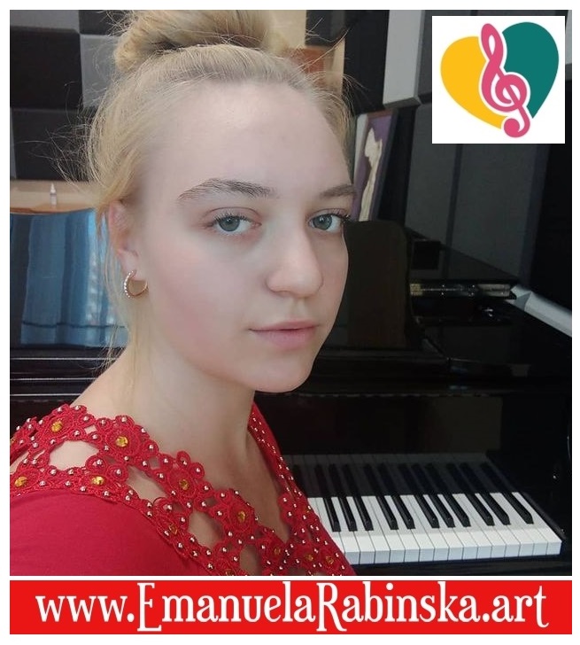 Singer songwriter Emanuela Rabinska while composing music on the piano